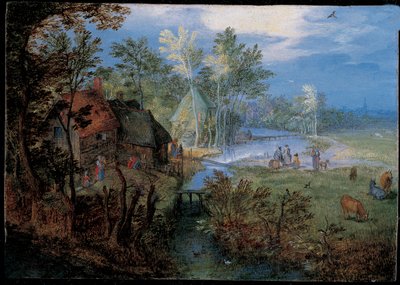 Villaggio con contadini e animali da Jan the Elder Brueghel
