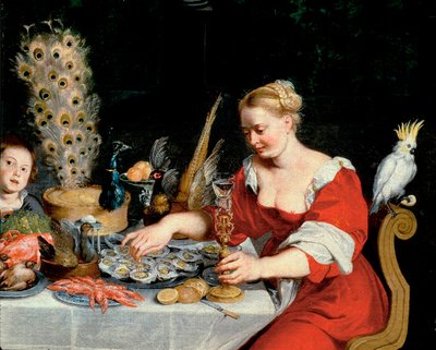 Donna che mangia ostriche (dettaglio) da Jan the Elder Brueghel