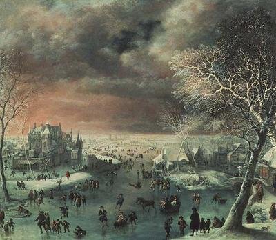 Un paesaggio invernale con figure sul ghiaccio da Jan the Elder Griffier