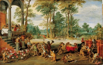 Una satira della mania dei tulipani, c. 1640 da Jan the Younger Brueghel
