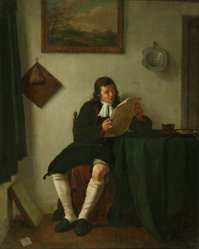 Interno con uomo che legge da Jan the Younger Ekels