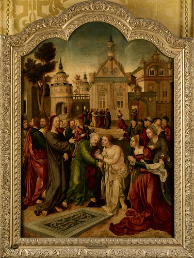 La resurrezione di Lazzaro, il pannello centrale di un altare da Jan van (circle of) Scorel