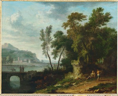 Paesaggio vivace con rovine e ponte ... da Jan van (follower of) Huysum