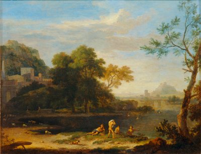 Paysage avec baigneurs - Paesaggio con bagnanti ... da Jan van (follower of) Huysum