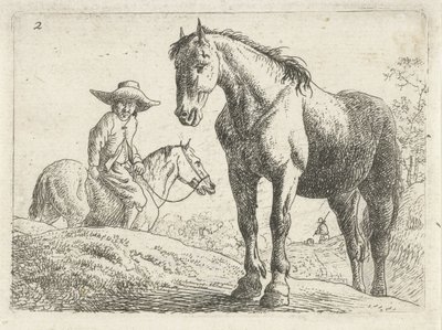 Un cavallo, un uomo a cavallo sullo sfondo da Jan van Aken