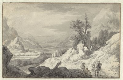 Paesaggio montano con una valle fluviale da Jan van Aken