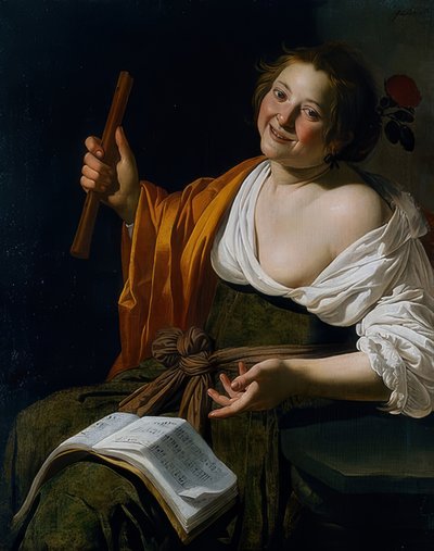 Ragazza con flauto da Jan van Bijlert