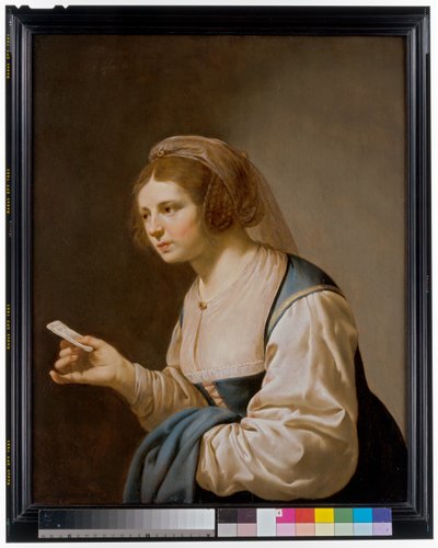 Una giovane ragazza con una lettera da Jan van Bijlert or Bylert