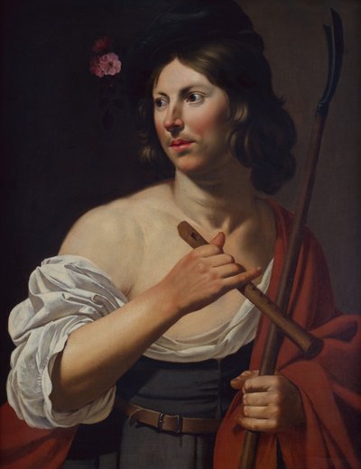 Pastorello con un bastone e un flauto da Jan van Bijlert or Bylert
