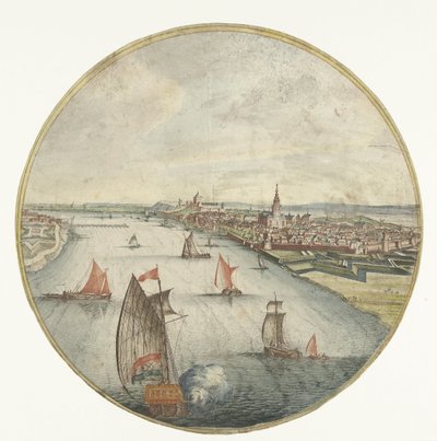 Veduta di Nimega con il Waal e il castello di Valkhof da Jan van Call (I) (attributed to)