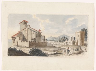 Paesaggio italiano con uomo su un mulo da Jan van Call (I) (attributed to)