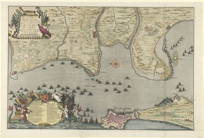 Carta dello sbarco e della spedizione degli Alleati a Cadice, 1702 da Jan van Call (I)