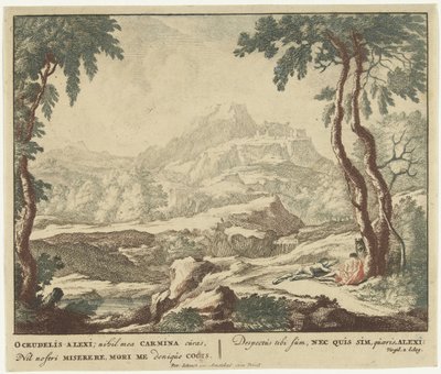 Paesaggio con due pastori vicino a un albero da Jan van Call (I)