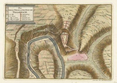 Pianta del villaggio e del castello di Trarbach, 1704 da Jan van Call (II) (attributed to)