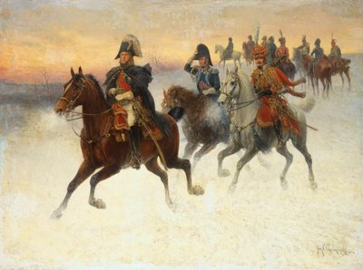 Maresciallo Ney e Napoleone e le loro truppe durante la campagna russa da Jan van Chelminski