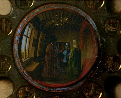 Particolare del Ritratto di Giovanni Arnolfini e di sua moglie da Jan van Eyck