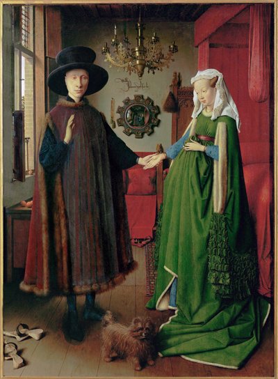 Ritratto di Giovanni Arnolfini e di sua moglie, già noto come "Nozze Arnolfini". da Jan van Eyck