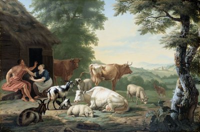 Paesaggio arcadico con pastori e bestiame da Jan van Gool