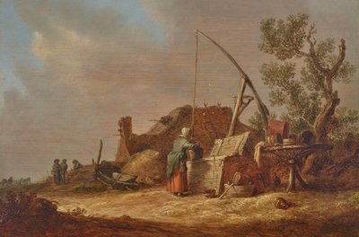 Un paesaggio con una donna al pozzo da Jan van Goyen