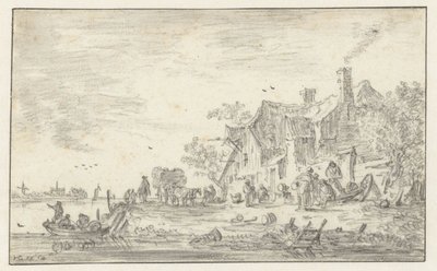 Fattoria sulla riva di un fiume da Jan van Goyen