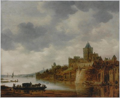 Olandese: Paesaggio fluviale con vista su Valkhof, Nimega Paesaggio fluviale con vista su Valkhof, Nimega da Jan van Goyen