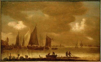 Raccolta del pescato al tramonto da Jan van Goyen