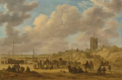 Vendita di pesce sulla spiaggia di Egmond da Jan van Goyen