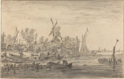 Scena di Spiaggia con Mulino a Vento da Jan van Goyen