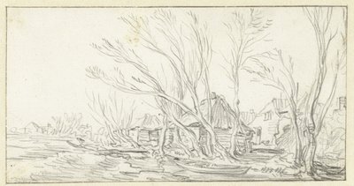 Paesaggio con alberi storti e spogli vicino a fattorie da Jan van Goyen