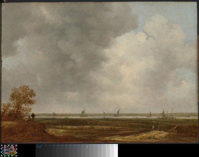 Veduta panoramica di un fiume con prati bassi da Jan van Goyen