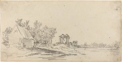 Paesaggio Fluviale con un Ponte in Lontananza da Jan van Goyen
