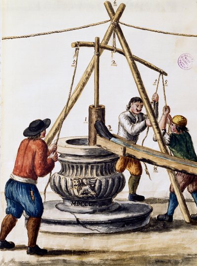 Scavo di un pozzo, illustrazione dal libro illustrato dei costumi veneziani, di Jan Grevenbroeck (1731-1807), acquerello, Italia da Jan van Grevenbroeck