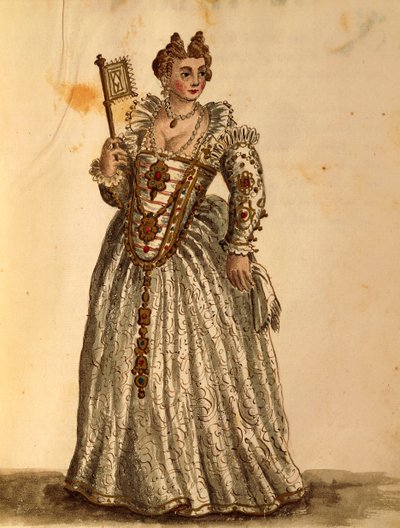 Gentildonna in abito da sera, da Gli Abiti de Veneziani, libro illustrato di costumi da Jan van Grevenbroeck