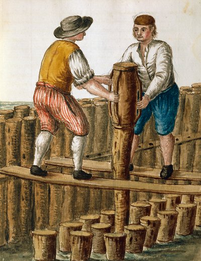 Posa delle fondamenta della laguna veneziana (illustrazione da Dress of Venetians manuscript di Jan van Grevenbroeck) da Jan van Grevenbroeck