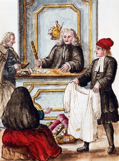 Monte di pietà, illustrazione dal libro illustrato dei costumi veneziani, di Jan Grevenbroeck, acquerello, Italia da Jan van Grevenbroeck