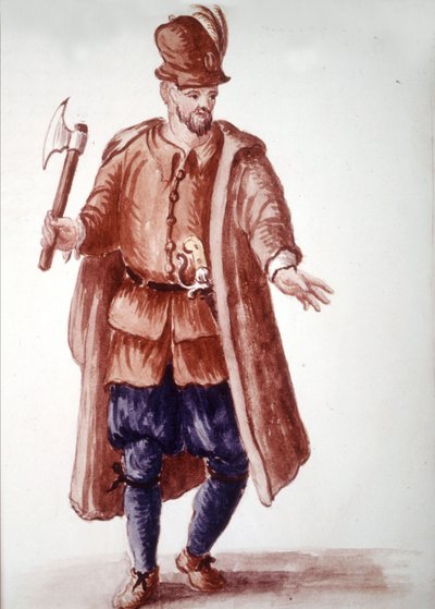 Scapolo di galera: Rematore pagato sulle galee nel XVIII secolo. Disegno ad acquerello e inchiostro dal manoscritto “Costumi dei Veneziani” di Jan van Grevenbroeck (o Giovanni Grevembroch) (1731-1807) da Jan van Grevenbroeck