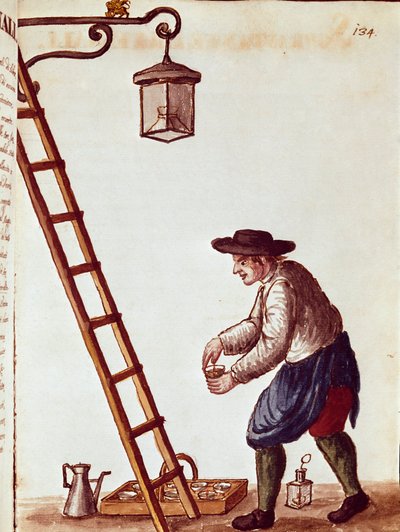 Piccolo mestiere: accensione delle lampade da Jan van Grevenbroeck