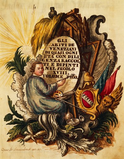 Abito veneziano per tutte le età, diligentemente raccolto e dipinto, per il XVIII secolo, di Giovanni Grevembroch, pagina del titolo da Jan van Grevenbroeck