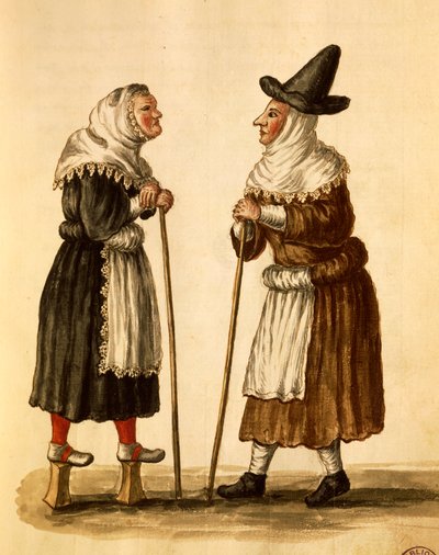 Maschere veneziane in uso nel XVI secolo, acquerello di Giovanni Grevembroch, Italia da Jan van Grevenbroeck