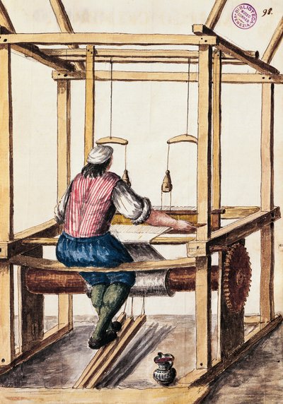 Tessitore, illustrazione di Jan van Grevenbroeck (1731-1807) da "Il vestito dei veneziani", manoscritto, Italia da Jan van Grevenbroeck