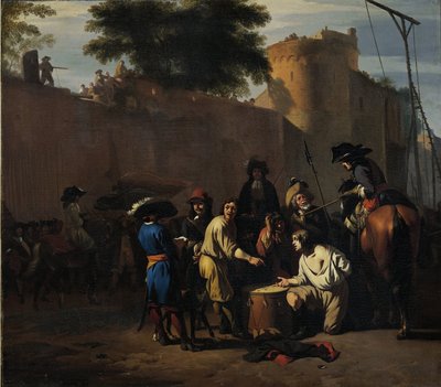 Lancio dei dadi per la vita o la morte da Jan van Huchtenburg