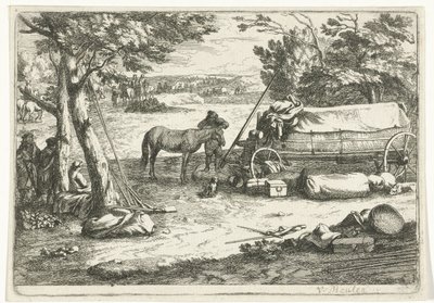 Paesaggio con carro e figure da Jan van Huchtenburg