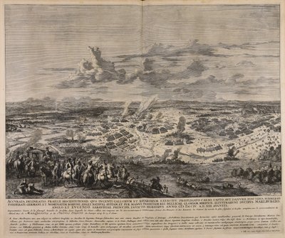 Accurata delineatio praelii Hochstetensis quo ingenti Gallorum et Bavarorum exercitu profligato caeso capto ...  Representation exacte de la fameuse bataille de Hochstet ... da Jan van Huchtenburgh