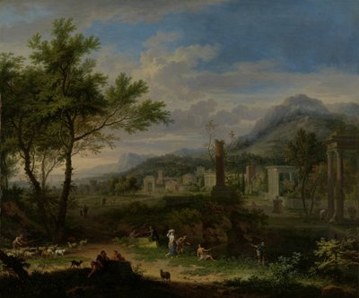 Paesaggio arcadico con pescatori da Jan van Huysum