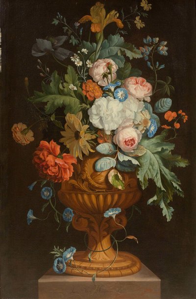 Fiori in vaso di terracotta su piedistallo da Jan van Huysum