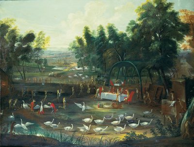 Una festa campestre di volpi e cigni da Jan van Kessel