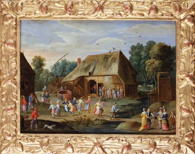 Gentiluomini a una danza contadina in un cortile da Jan van Kessel