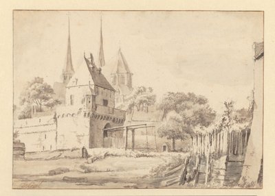 Veduta della Bergpoort e della Bergkerk a Deventer da Jan van Kessel