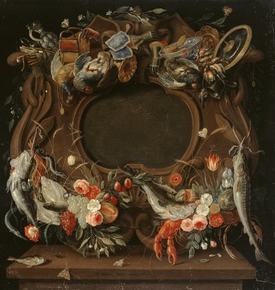 Cornice del medaglione con rappresentazione allegorica dei quattro elementi da Jan van Kessel the Elder