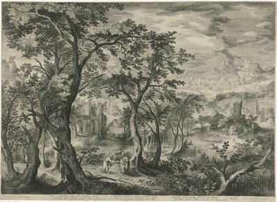 Paesaggio montano con la tentazione di Cristo da Jan van Londerseel